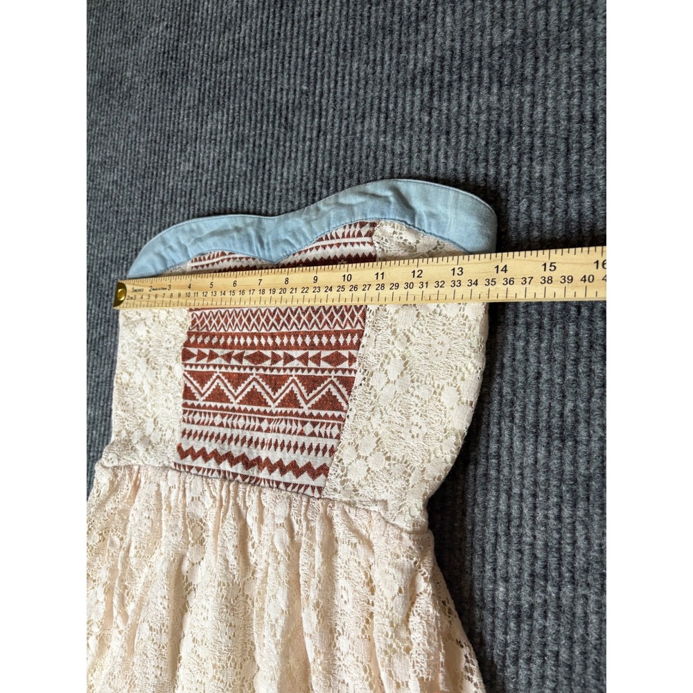 Anthro Flying Tomato Boho Lace Strapless MiniDress Crochet Coquette Cottagecore - Picture 5 of 6